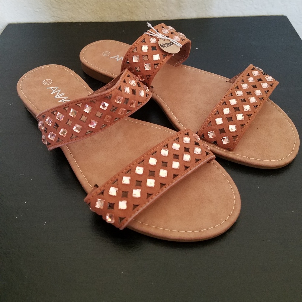 Tan Rhinestone Sandals